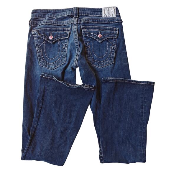 True Religion Made in USA Bootcut Jeans Women’s 30 Blue Thick Stitch - Picture 2 of 5